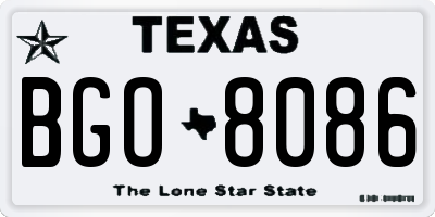 TX license plate BGO8086