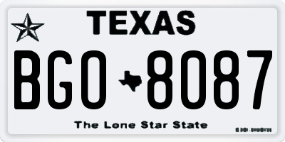 TX license plate BGO8087