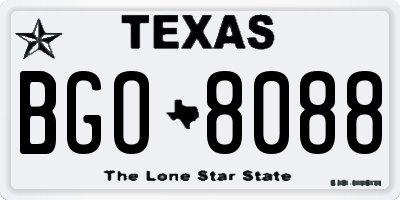 TX license plate BGO8088