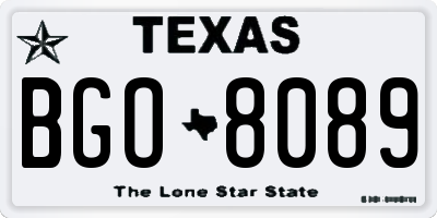 TX license plate BGO8089