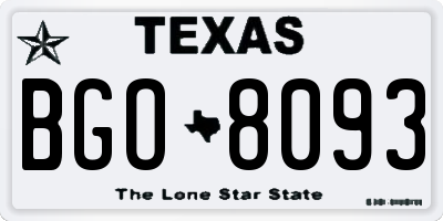 TX license plate BGO8093