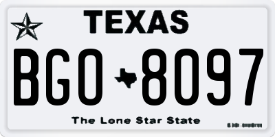 TX license plate BGO8097