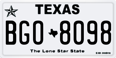 TX license plate BGO8098