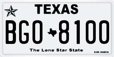 TX license plate BGO8100