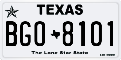 TX license plate BGO8101