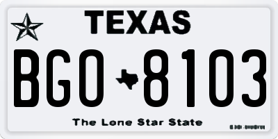 TX license plate BGO8103