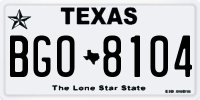 TX license plate BGO8104