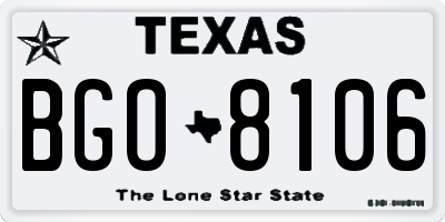 TX license plate BGO8106