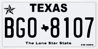 TX license plate BGO8107