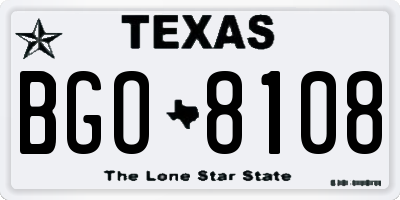 TX license plate BGO8108