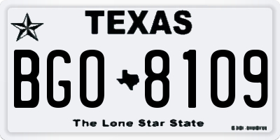 TX license plate BGO8109