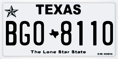 TX license plate BGO8110