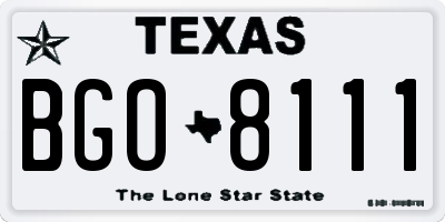 TX license plate BGO8111