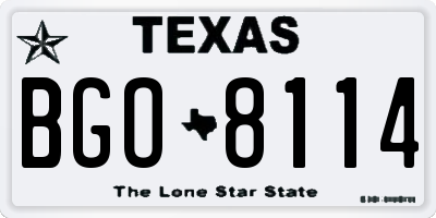 TX license plate BGO8114