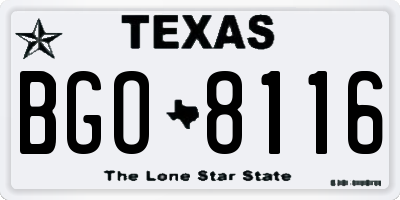 TX license plate BGO8116