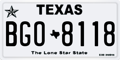 TX license plate BGO8118