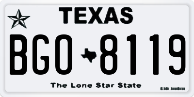 TX license plate BGO8119