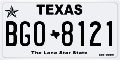 TX license plate BGO8121