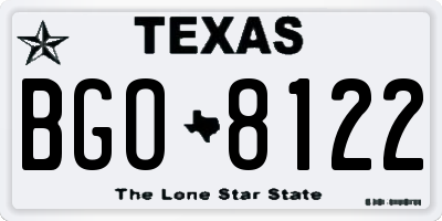 TX license plate BGO8122