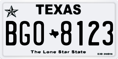 TX license plate BGO8123