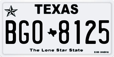TX license plate BGO8125