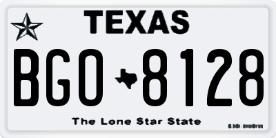 TX license plate BGO8128