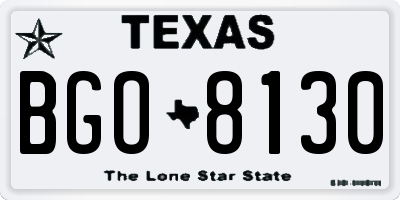TX license plate BGO8130