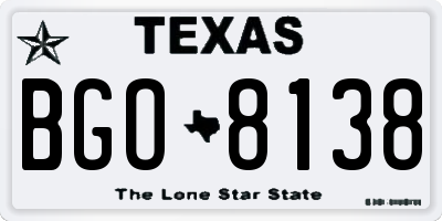 TX license plate BGO8138