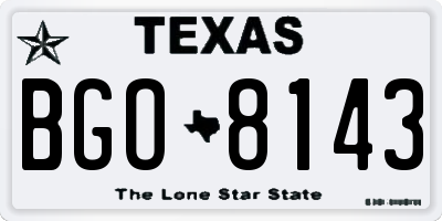 TX license plate BGO8143