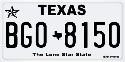 TX license plate BGO8150