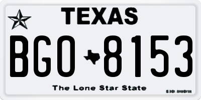 TX license plate BGO8153