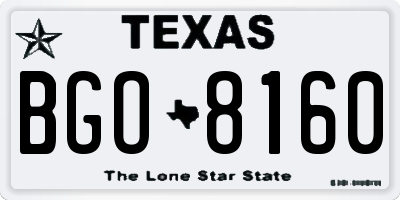 TX license plate BGO8160