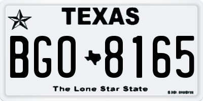 TX license plate BGO8165