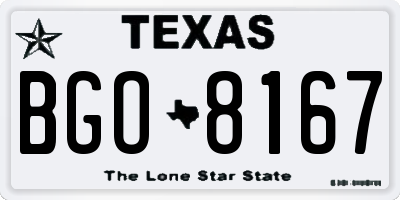 TX license plate BGO8167