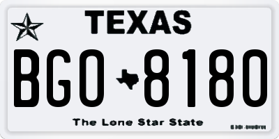 TX license plate BGO8180