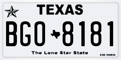 TX license plate BGO8181