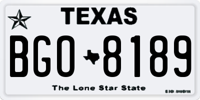 TX license plate BGO8189