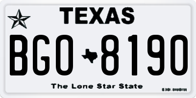 TX license plate BGO8190