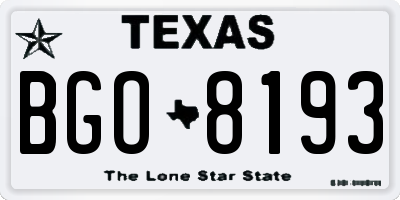TX license plate BGO8193