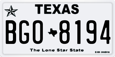 TX license plate BGO8194