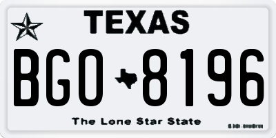 TX license plate BGO8196