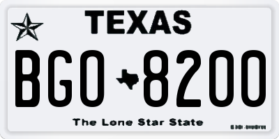 TX license plate BGO8200