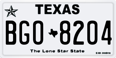 TX license plate BGO8204