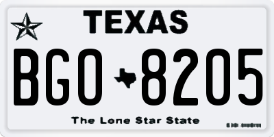TX license plate BGO8205