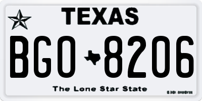 TX license plate BGO8206