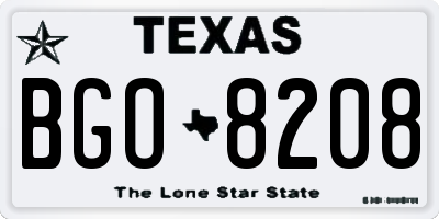 TX license plate BGO8208