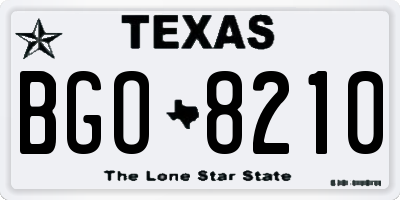 TX license plate BGO8210