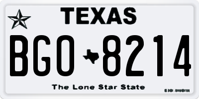 TX license plate BGO8214