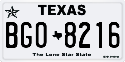 TX license plate BGO8216