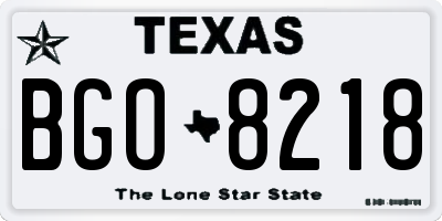 TX license plate BGO8218